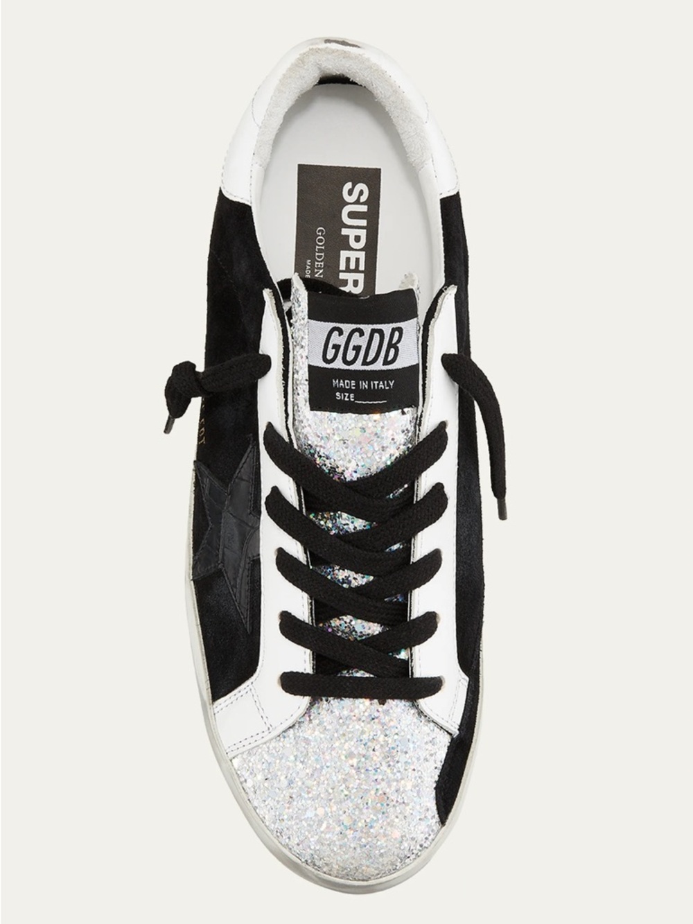 Golden Goose Superstar Private Edt. Black Suede /Silver Glitter Sneakers Size 37